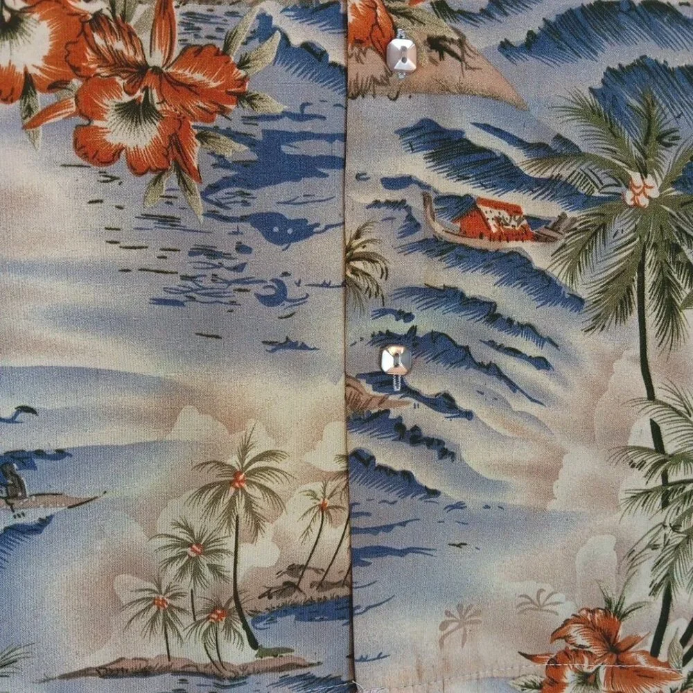 Hawaiian Tropical Men's Button Front Shirt Medium Colorful Floral multicolor Top - Picture 4 of 11